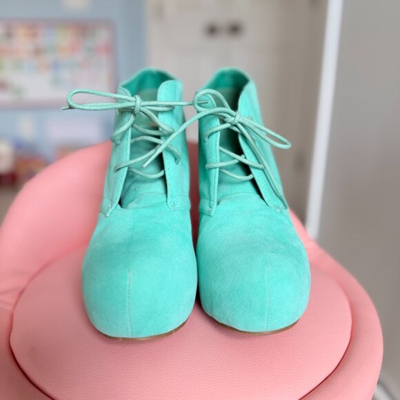 Pastel Mint Wedge Heels - Picture 4 of 9